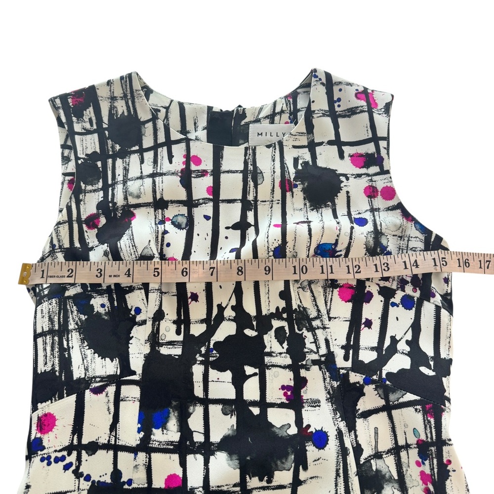 Milly Paint Splatter Scribble Abstract Shift Dress Sleeveless Career Workwear 2 - Picture 13 of 16